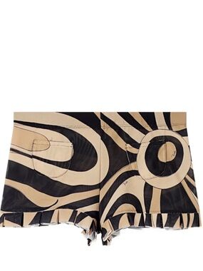 Emilio pucci Beige and Black Swirl Print Mini Shorts